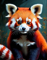 Ölgemälde Roter Panda
