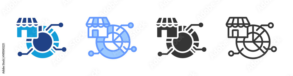 Poster market penetration icon set multiple style collection