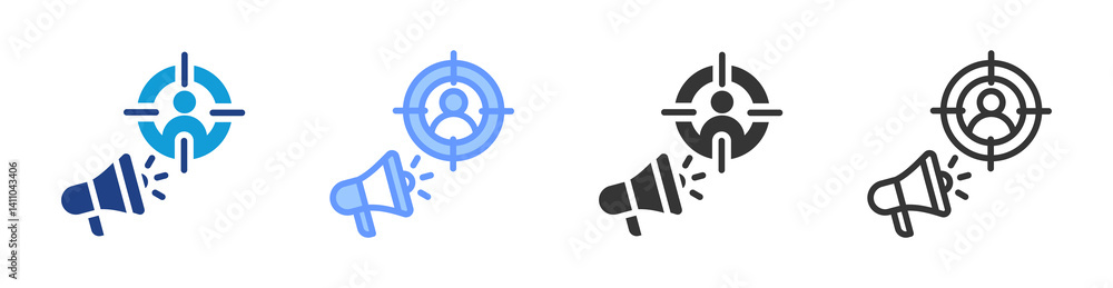 Poster target marketing icon set multiple style collection