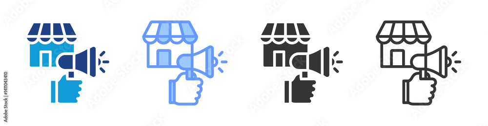 Aufkleber marketing icon set multiple style collection