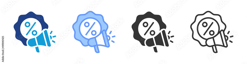 Poster Promotion icon set multiple style collection