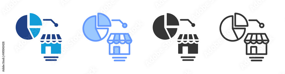 Poster market share icon set multiple style collection