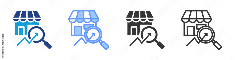 Poster market research icon set multiple style collection