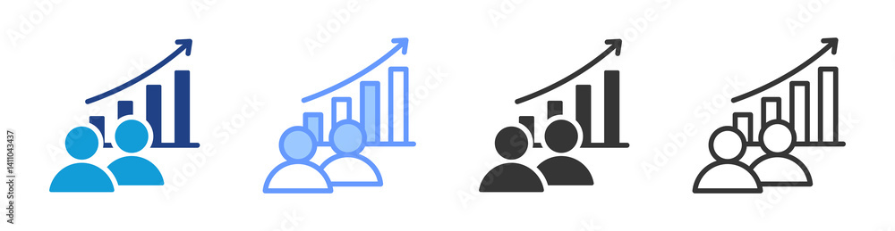 Poster Demographic icon set multiple style collection