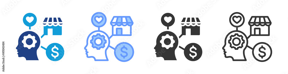 Poster Psychographic icon set multiple style collection