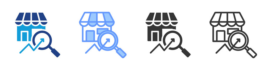 Market Research icon set multiple style collection