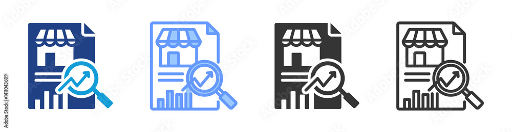 Poster market analysis icon set multiple style collection