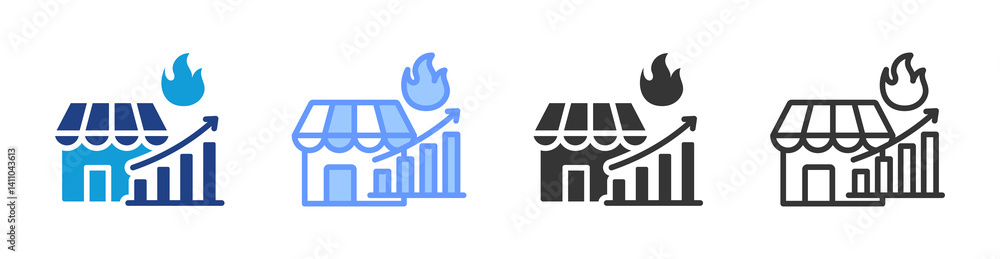 Poster market trend icon set multiple style collection