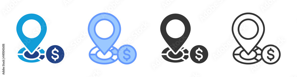 Poster Market Positioning icon set multiple style collection