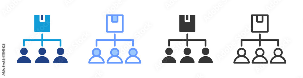 Aufkleber distribution channel icon set multiple style collection