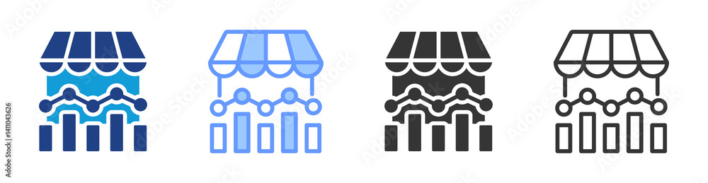 Poster Market Dynamic icon set multiple style collection