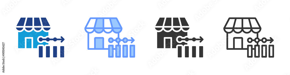 Poster market saturation icon set multiple style collection