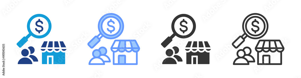 Poster market potential icon set multiple style collection