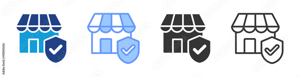 Poster market security icon set multiple style collection