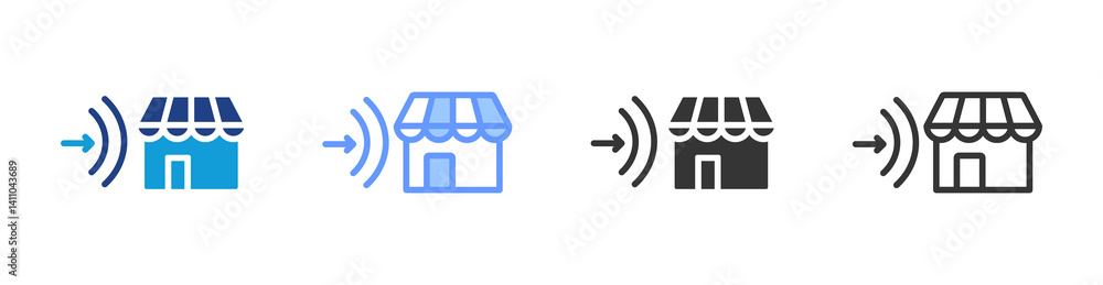 Poster market entry barrier icon set multiple style collection