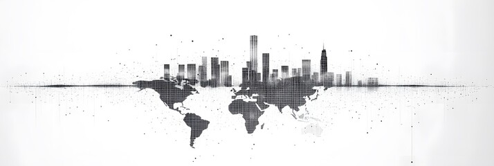 Obraz premium Global network connection world map , Generative AI