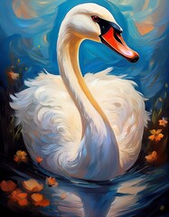 Ölgemälde Schwan
