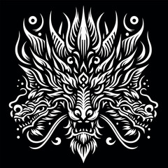 Dynamic Tribal Interpretation of an Oriental Dragon’s Head