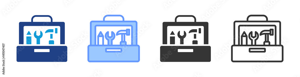 Poster equipment icon set multiple style collection