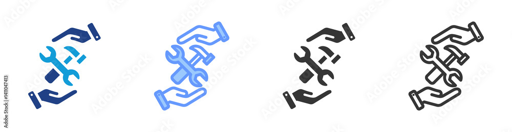 Poster total productive maintenance icon set multiple style collection