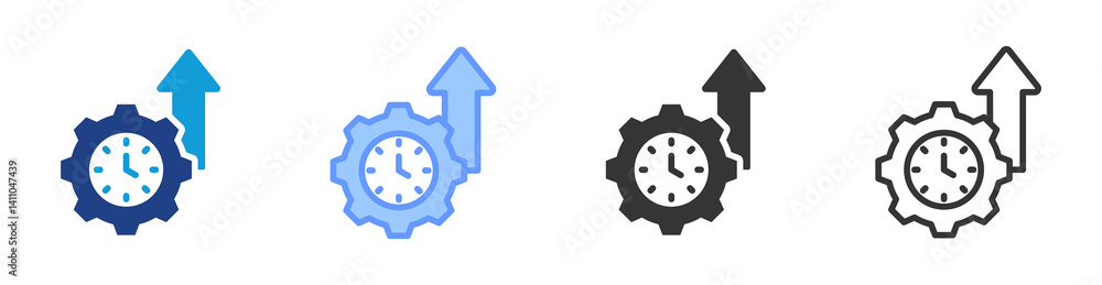 Poster efficiency icon set multiple style collection