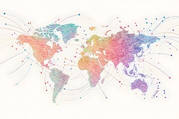Fototapeta premium Global network connection world map , Generative AI