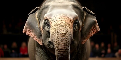 Closeup Portrait of an Asian Elephant with Detailed Skin Texture