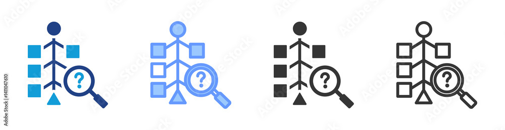Aufkleber root cause analysis icon set multiple style collection