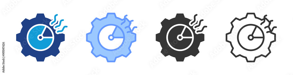 Poster Time Failure icon set multiple style collection