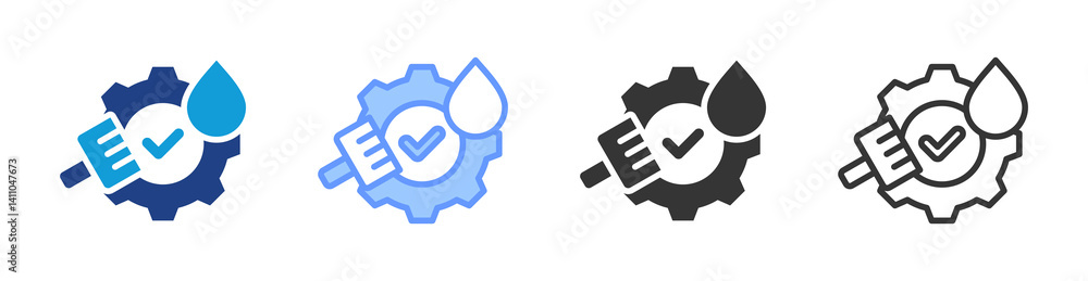 Aufkleber Cleaning And Lubrication icon set multiple style collection