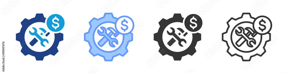 Poster Maintenance Cost icon set multiple style collection