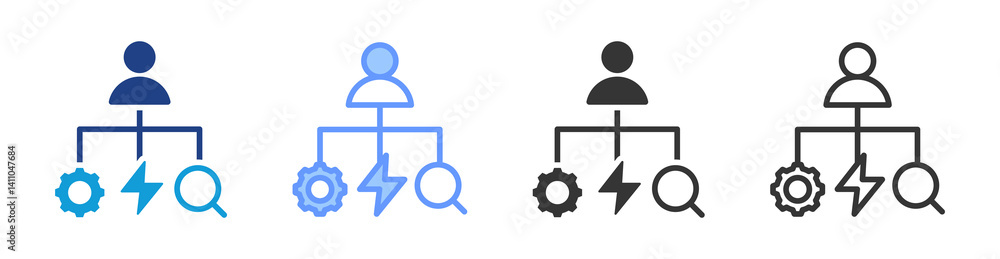 Poster Coordinator icon set multiple style collection