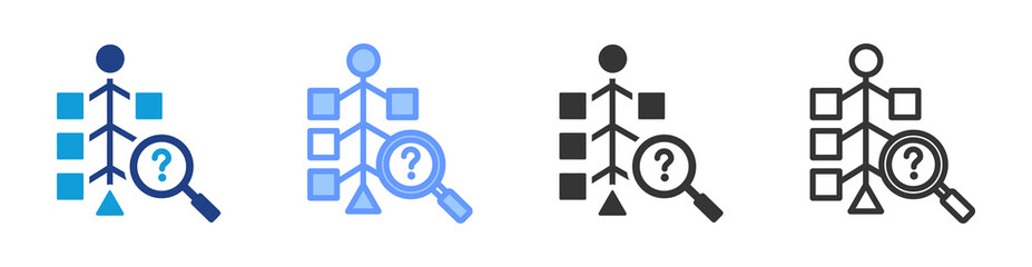 Root Cause Analysis icon set multiple style collection