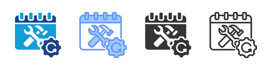 Planned Maintenance icon set multiple style collection