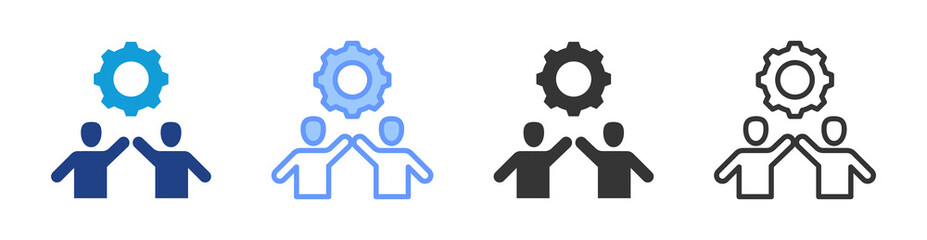 Teamwork icon set multiple style collection