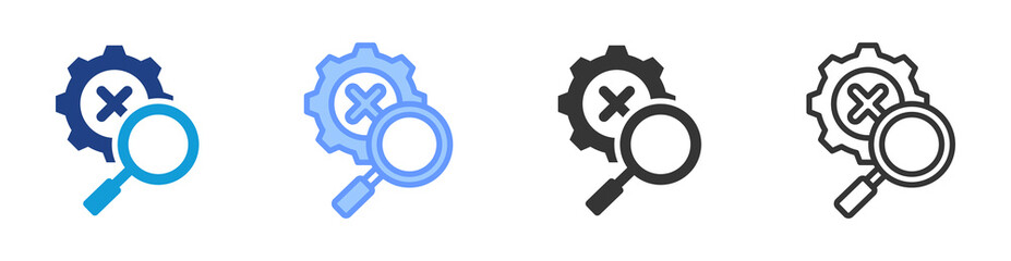 Failure Analysis icon set multiple style collection
