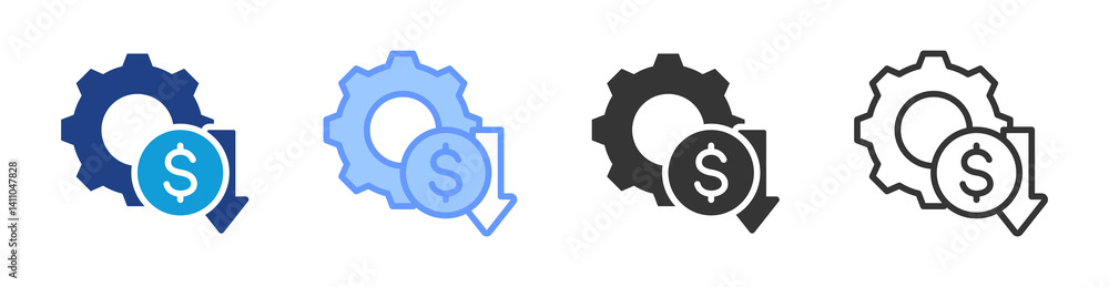Poster Cost Reduction icon set multiple style collection