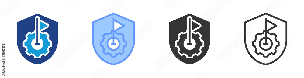 Poster safety goals icon set multiple style collection