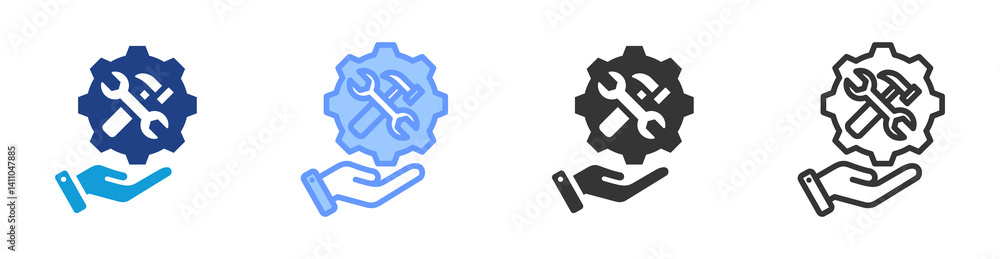 Poster repair icon set multiple style collection