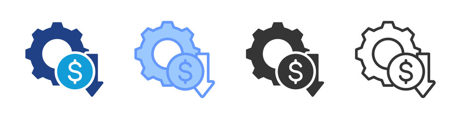 Cost Reduction icon set multiple style collection