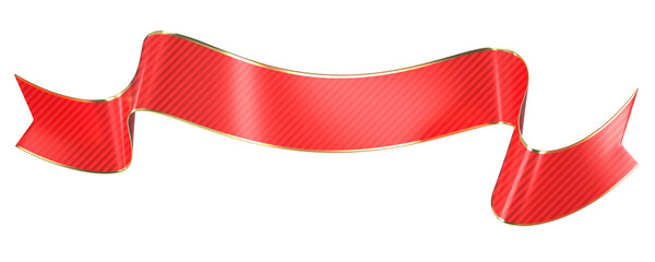 Elegant Red Ribbon Banner with Gold Trim - Perfect for Awards, Celebrations, and Design Elements
