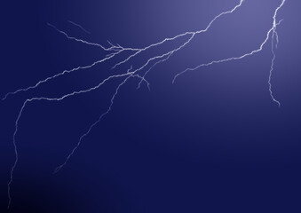 暗闇の空に光る激しい雷の背景イラスト