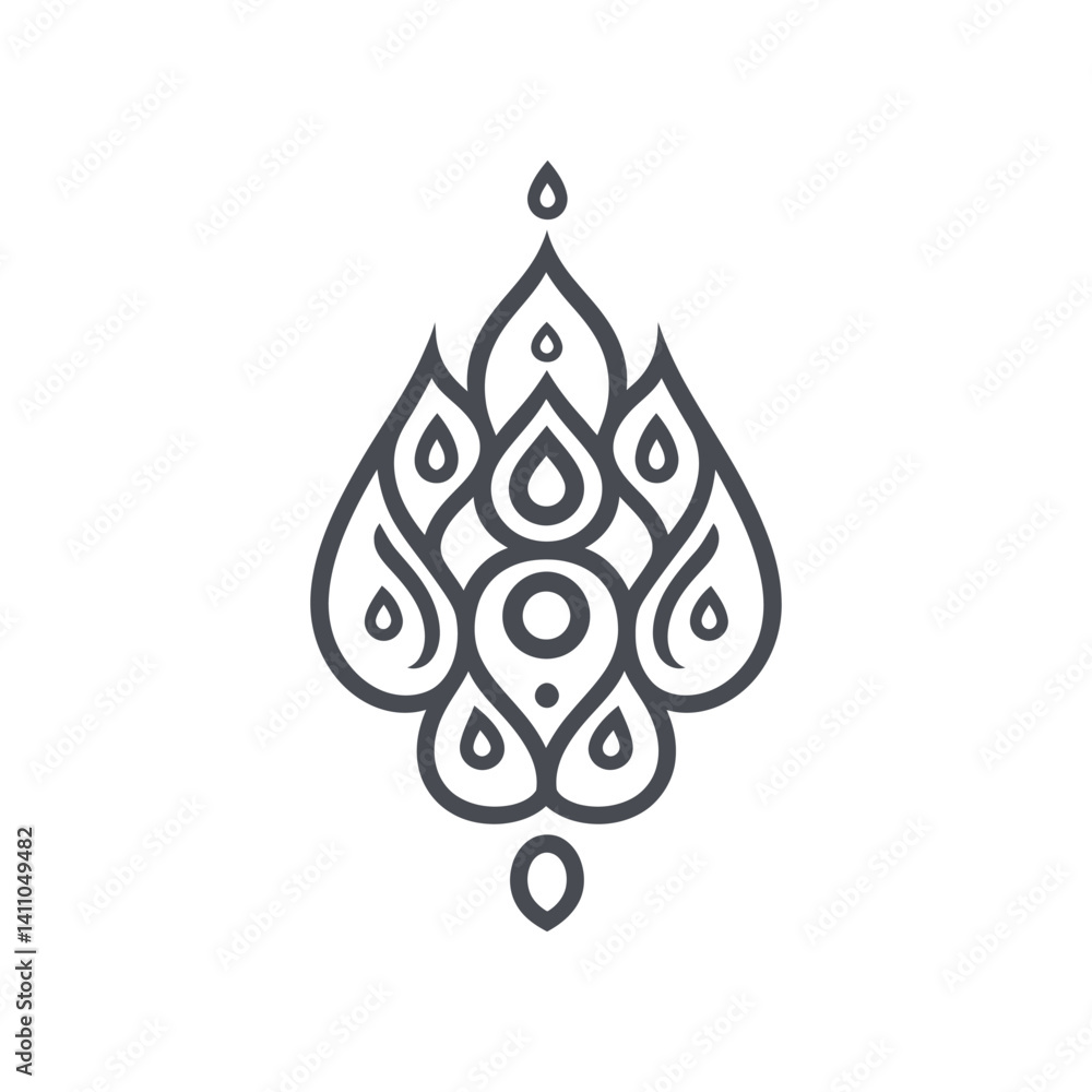 Aufkleber abstract gray ornament with drop and circle elements on transparent