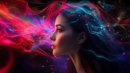 Ethereal Woman: A Symphony of Color and Light
