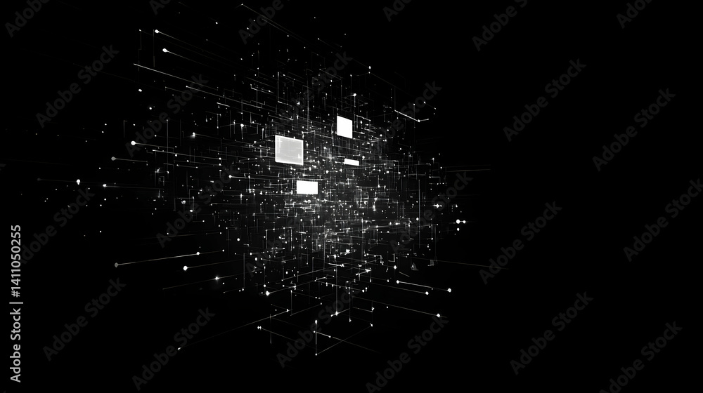 Poster abstract digital geometric pattern with squares