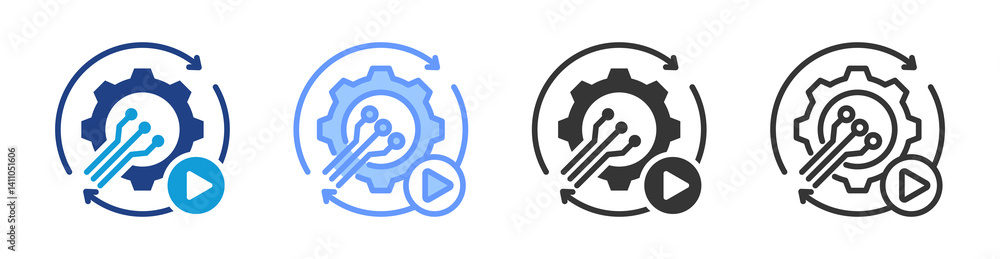 Poster Automation icon set multiple style collection