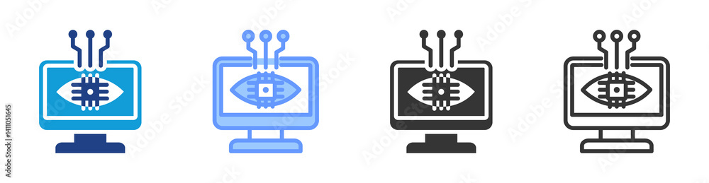 Poster Computer Vision icon set multiple style collection
