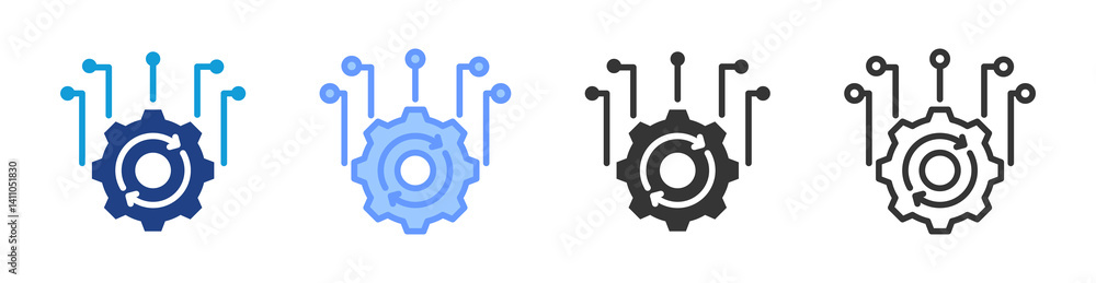 Poster Autonomous System icon set multiple style collection