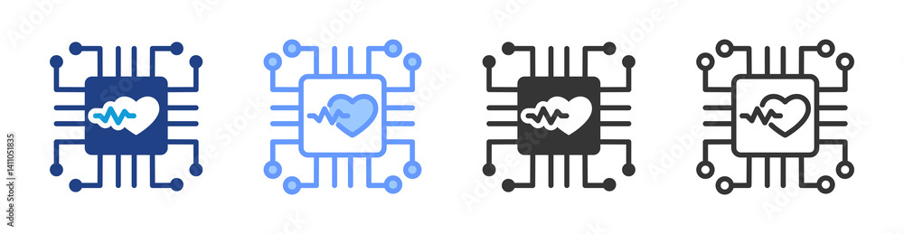 Poster ai healthcare icon set multiple style collection