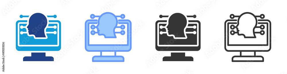 Poster Cognitive Computing icon set multiple style collection